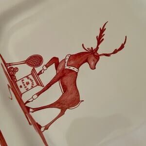 Juliska Country Estate Reindeer Games Vixen Tennis Party Plate Ruby EUC